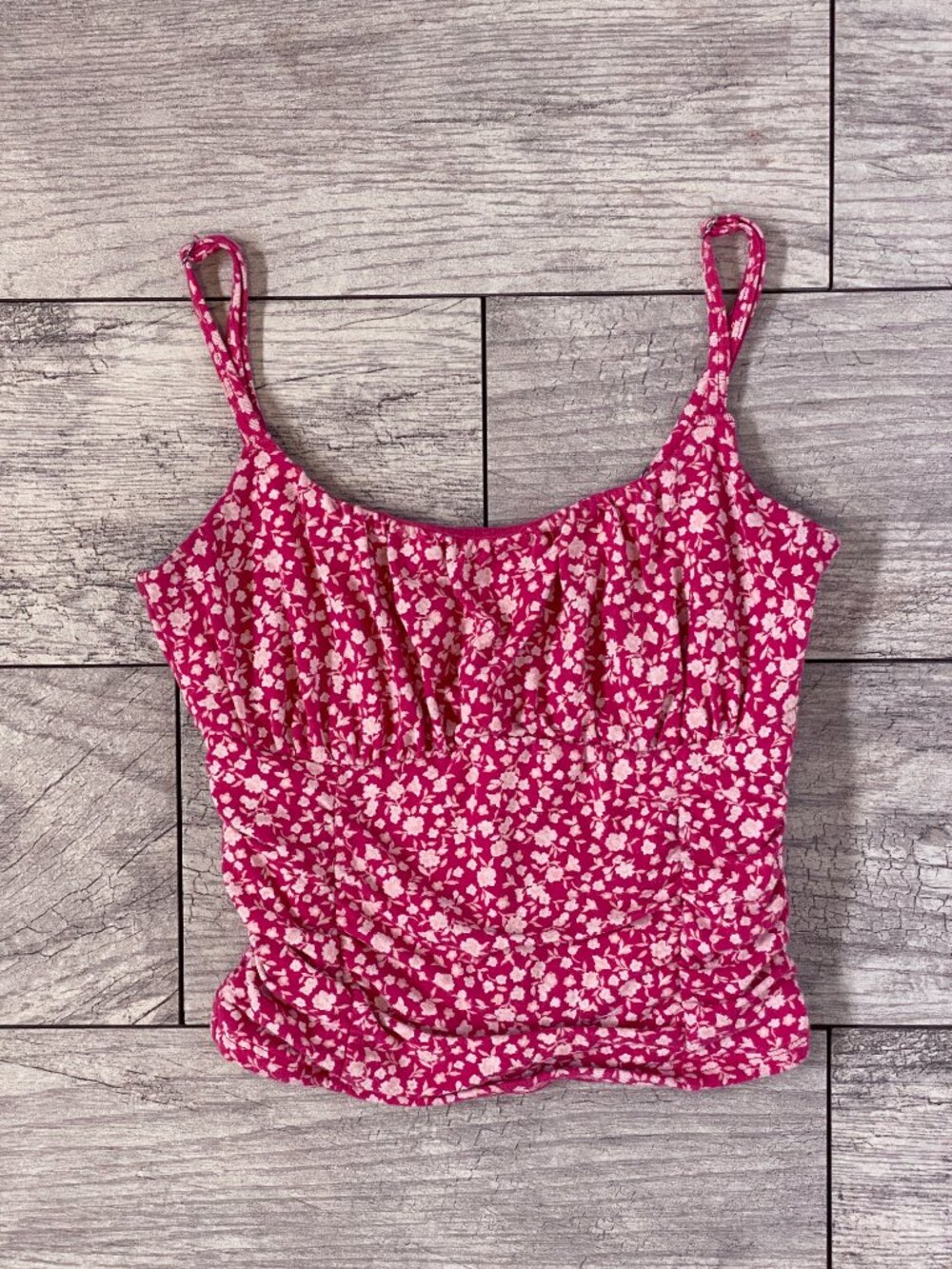 Hollister Red Floral Cropped Tank Top